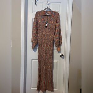 Fashion Nova Multicolor Long Sleeve Knit Dress